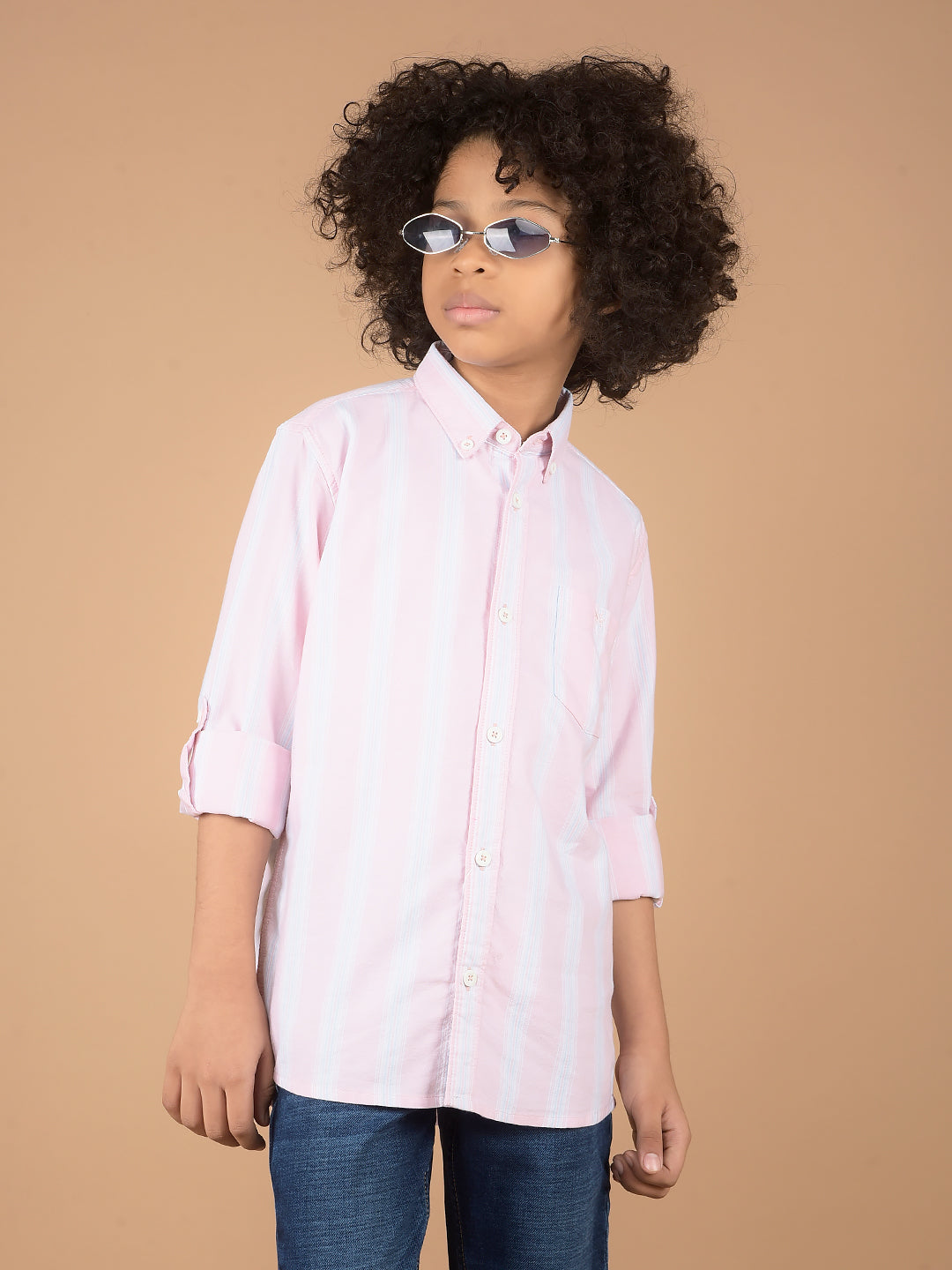 Pink Vertical Stripes 100% Cotton Shirt