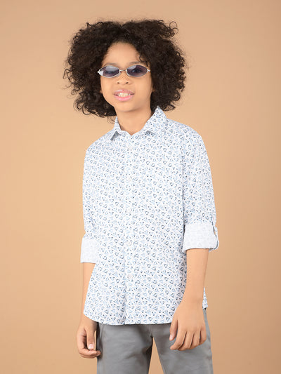 White Printed 100% Cotton Shirt