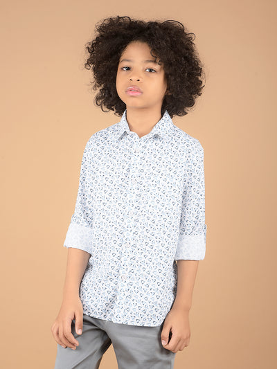 White Printed 100% Cotton Shirt