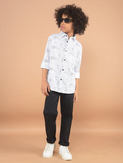 White Printed 100% Cotton Shirt-Boy Shirts-Crimsoune Club