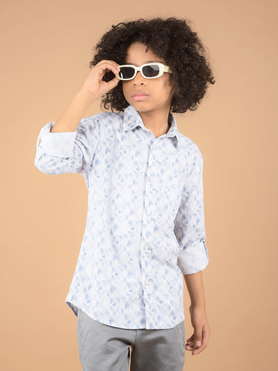 Blue Printed 100% Cotton Shirt