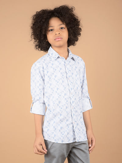 Blue Printed 100% Cotton Shirt