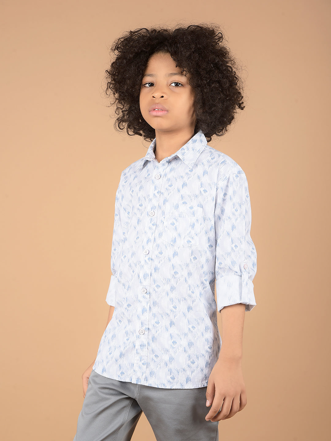 Blue Printed 100% Cotton Shirt