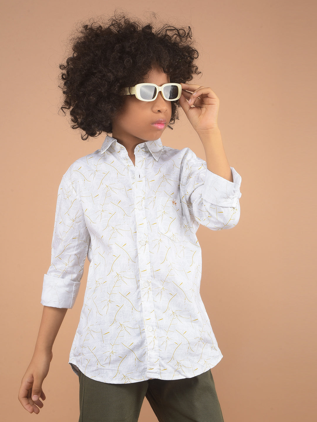 White Printed 100% Cotton Shirt-Boy Shirts-Crimsoune Club