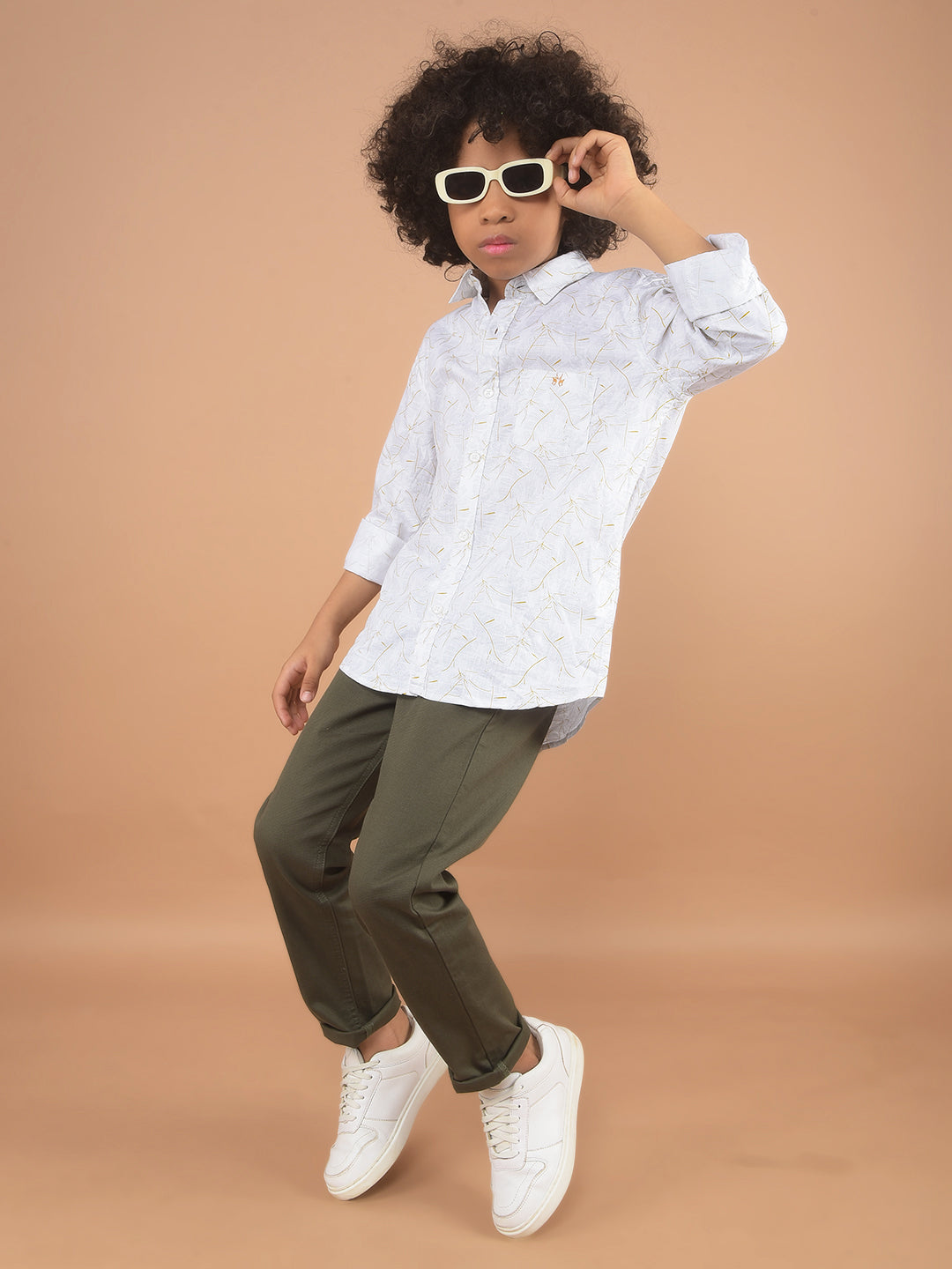 White Printed 100% Cotton Shirt-Boy Shirts-Crimsoune Club