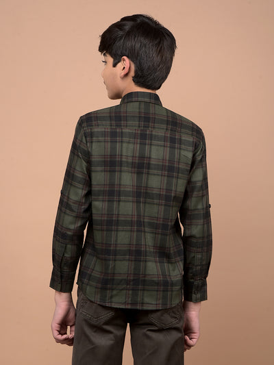 Olive Checked 100% Cotton Shirt