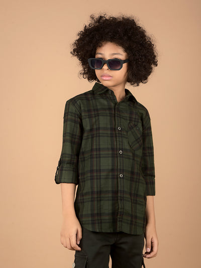 Green Checked 100% Cotton Shirt