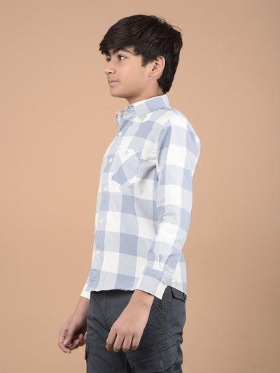 Blue Checked Button Down Collar Shirt