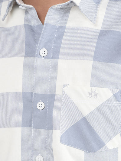 Blue Checked Button Down Collar Shirt