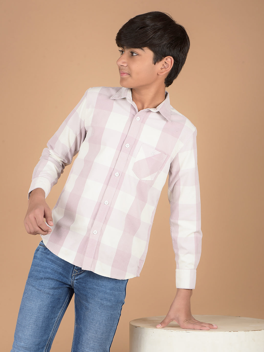 Pink Checked Knitted Shirt