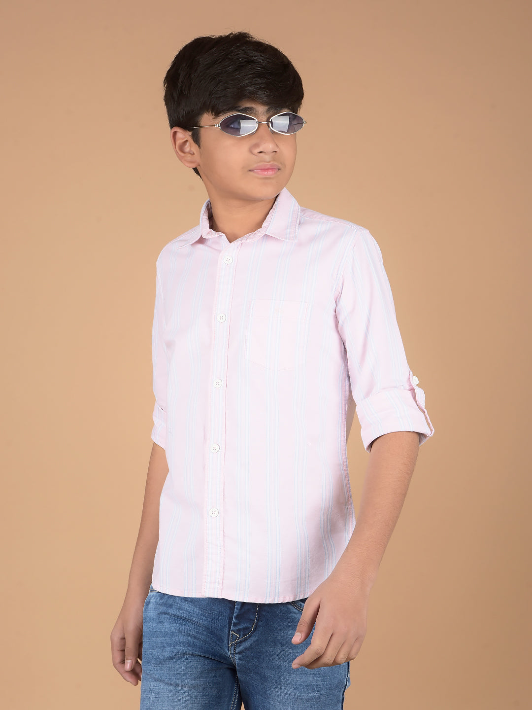 Pink Vertical Stripes 100% Cotton Shirt