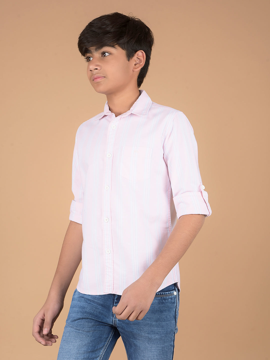 Pink Vertical Stripes 100% Cotton Shirt