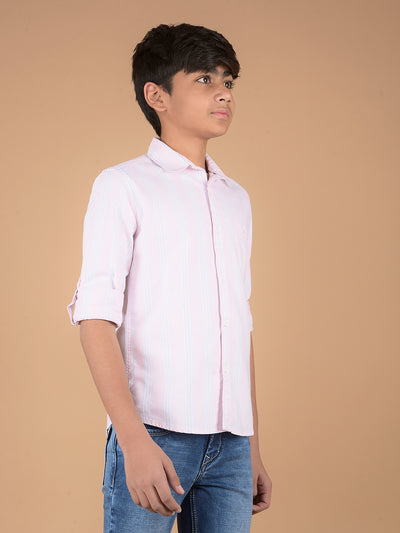 Pink Vertical Stripes 100% Cotton Shirt