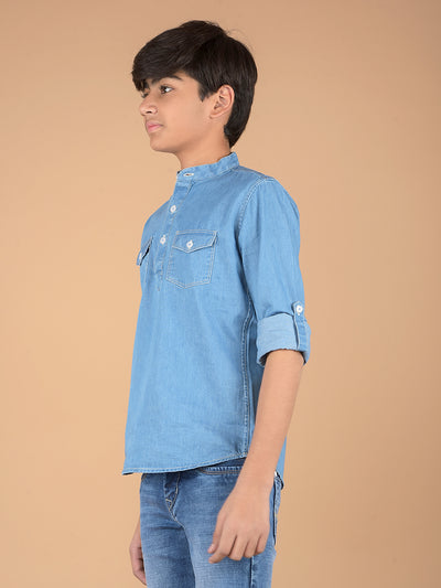 Blue 100% Cotton Denim Kurta