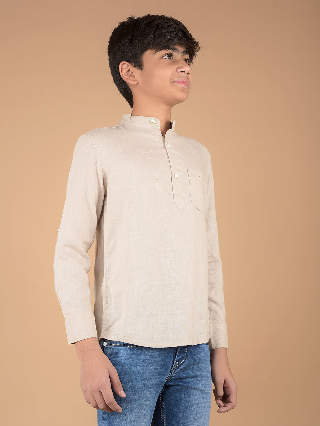 Beige Linen Kurta