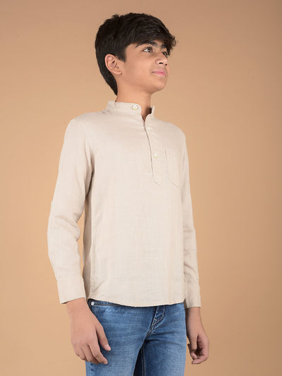 Beige Linen Kurta