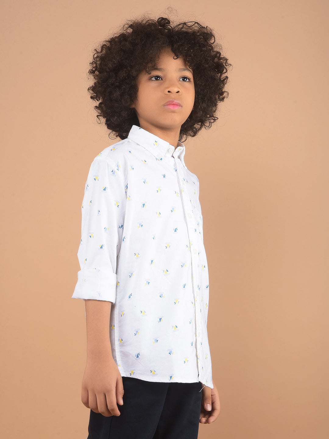 White Printed 100% Cotton Shirt-Boy Shirts-Crimsoune Club