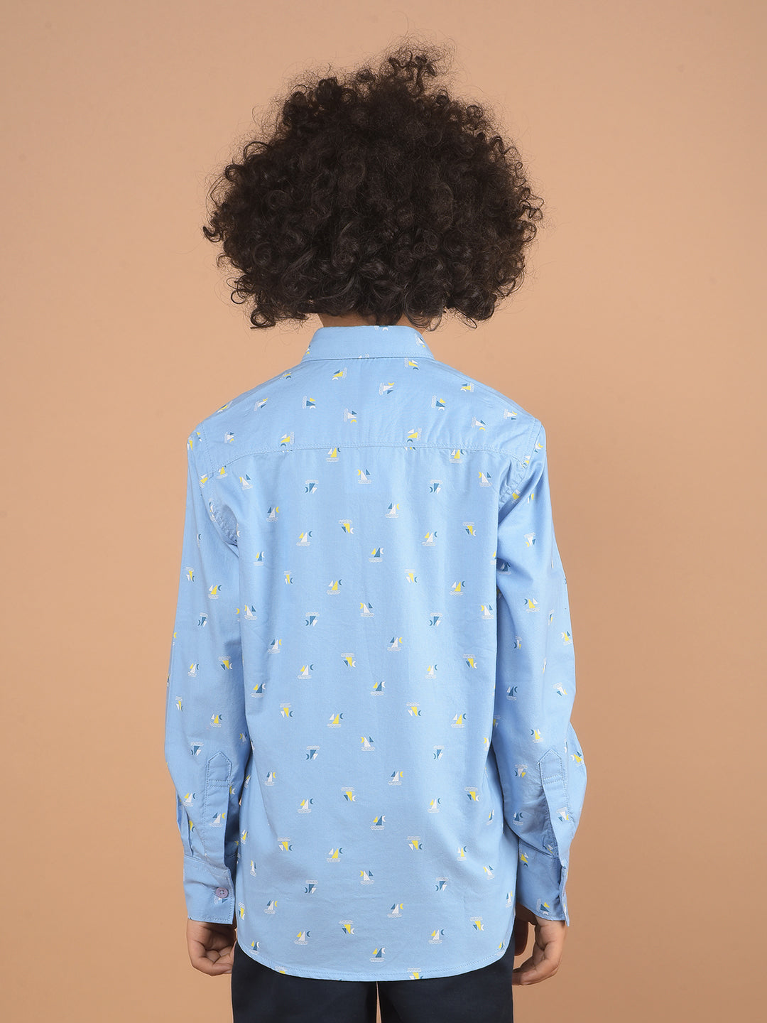 Blue Printed 100% Cotton Shirt-Boy Shirts-Crimsoune Club