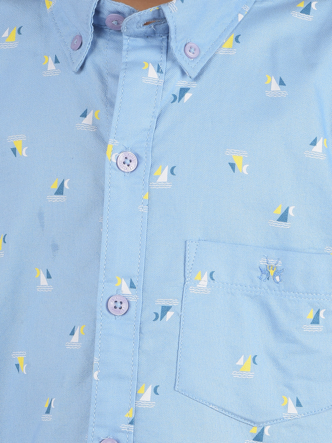 Blue Printed 100% Cotton Shirt-Boy Shirts-Crimsoune Club