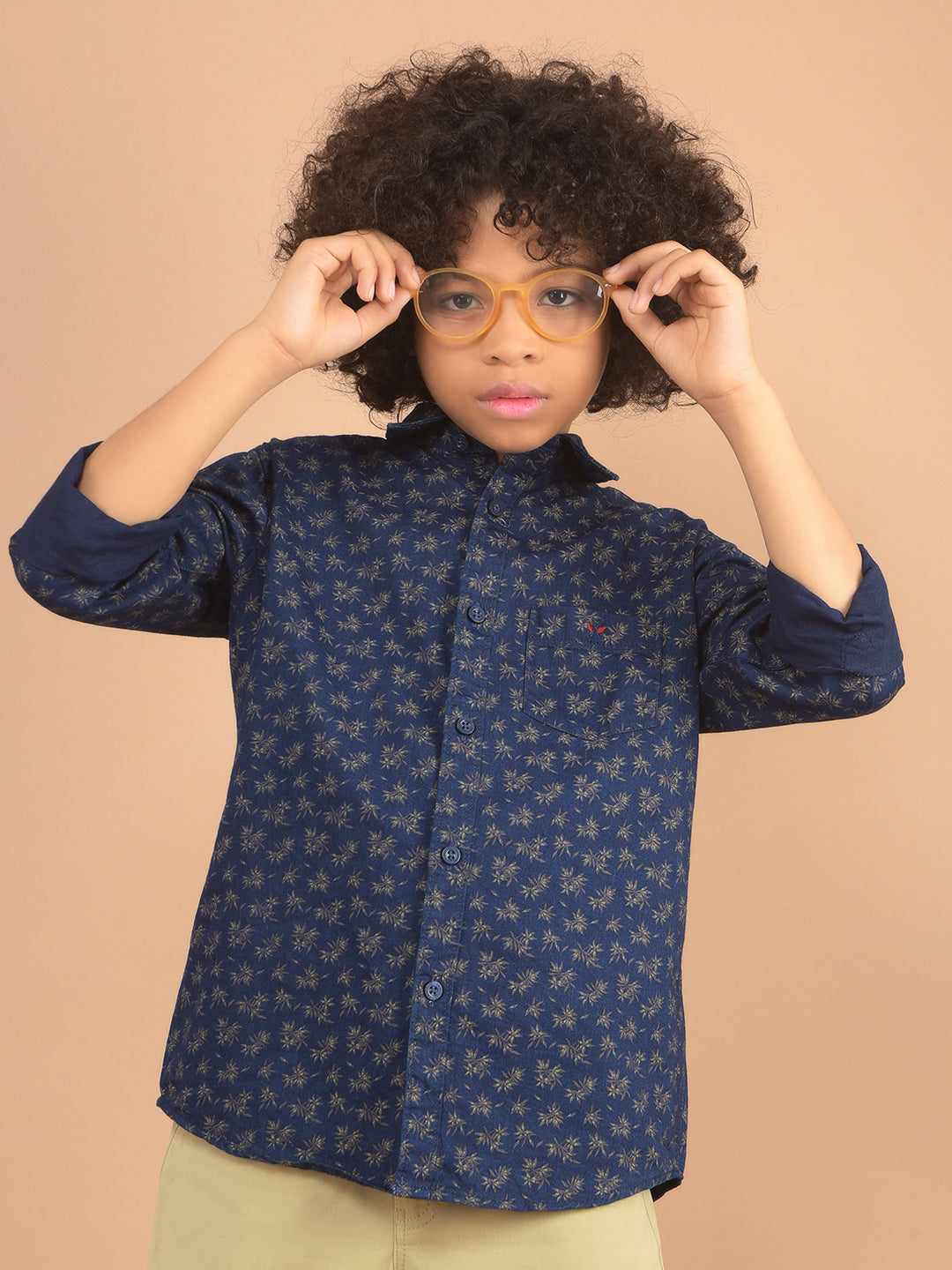 Brown Floral Print 100% Cotton Shirt-Boy Shirts-Crimsoune Club