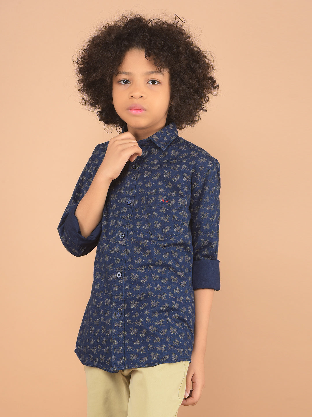 Brown Floral Print 100% Cotton Shirt-Boy Shirts-Crimsoune Club