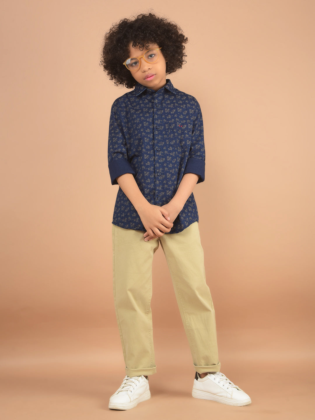 Brown Floral Print 100% Cotton Shirt-Boy Shirts-Crimsoune Club