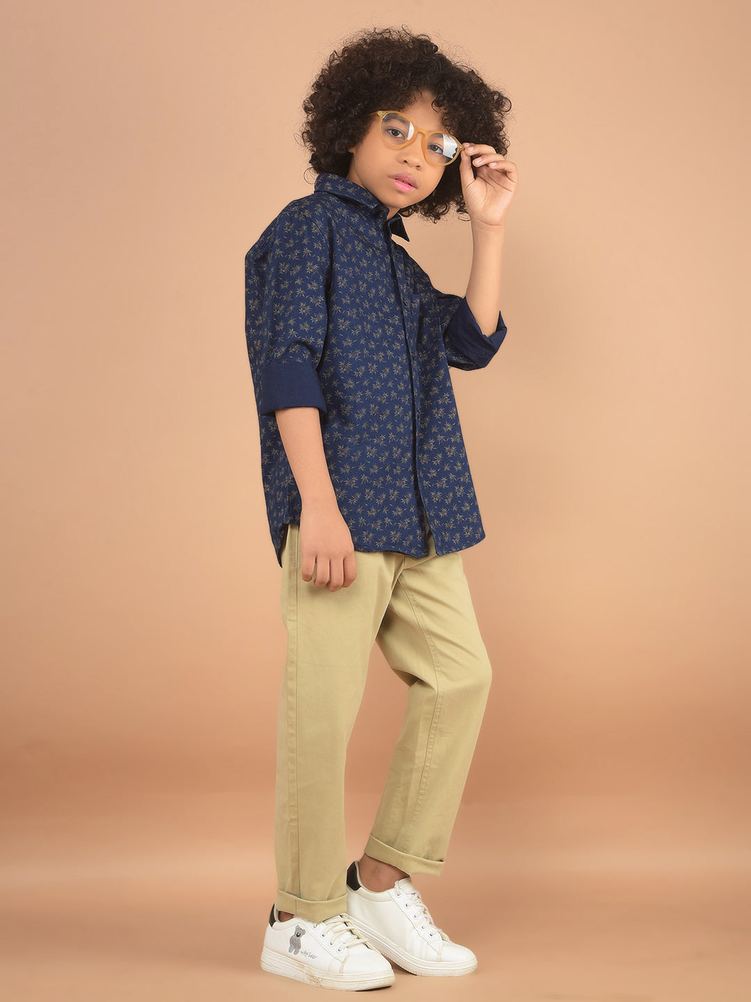 Brown Floral Print 100% Cotton Shirt-Boy Shirts-Crimsoune Club