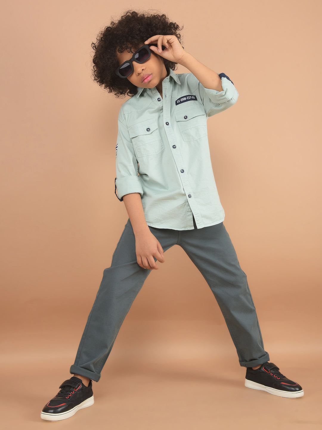 Green Double Pocket Shirt-Boy Shirts-Crimsoune Club