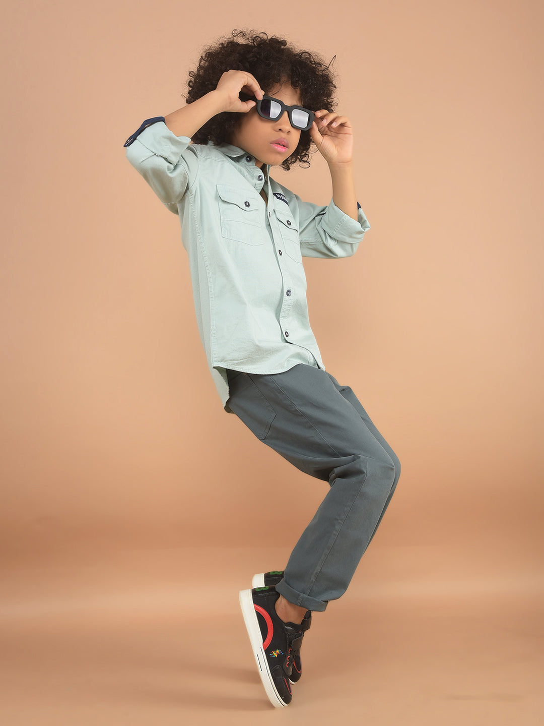 Green Double Pocket Shirt-Boy Shirts-Crimsoune Club