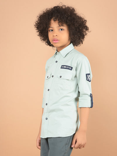 Green Double Pocket Shirt-Boy Shirts-Crimsoune Club