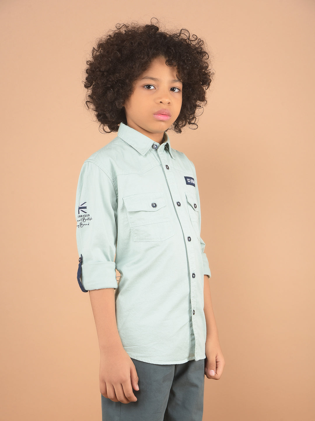 Green Double Pocket Shirt-Boy Shirts-Crimsoune Club