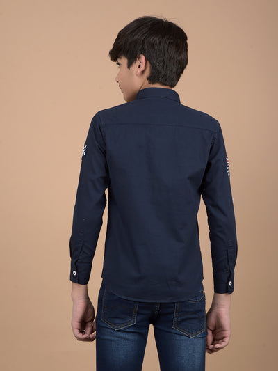 Navy Blue Button Down Collar Shirt