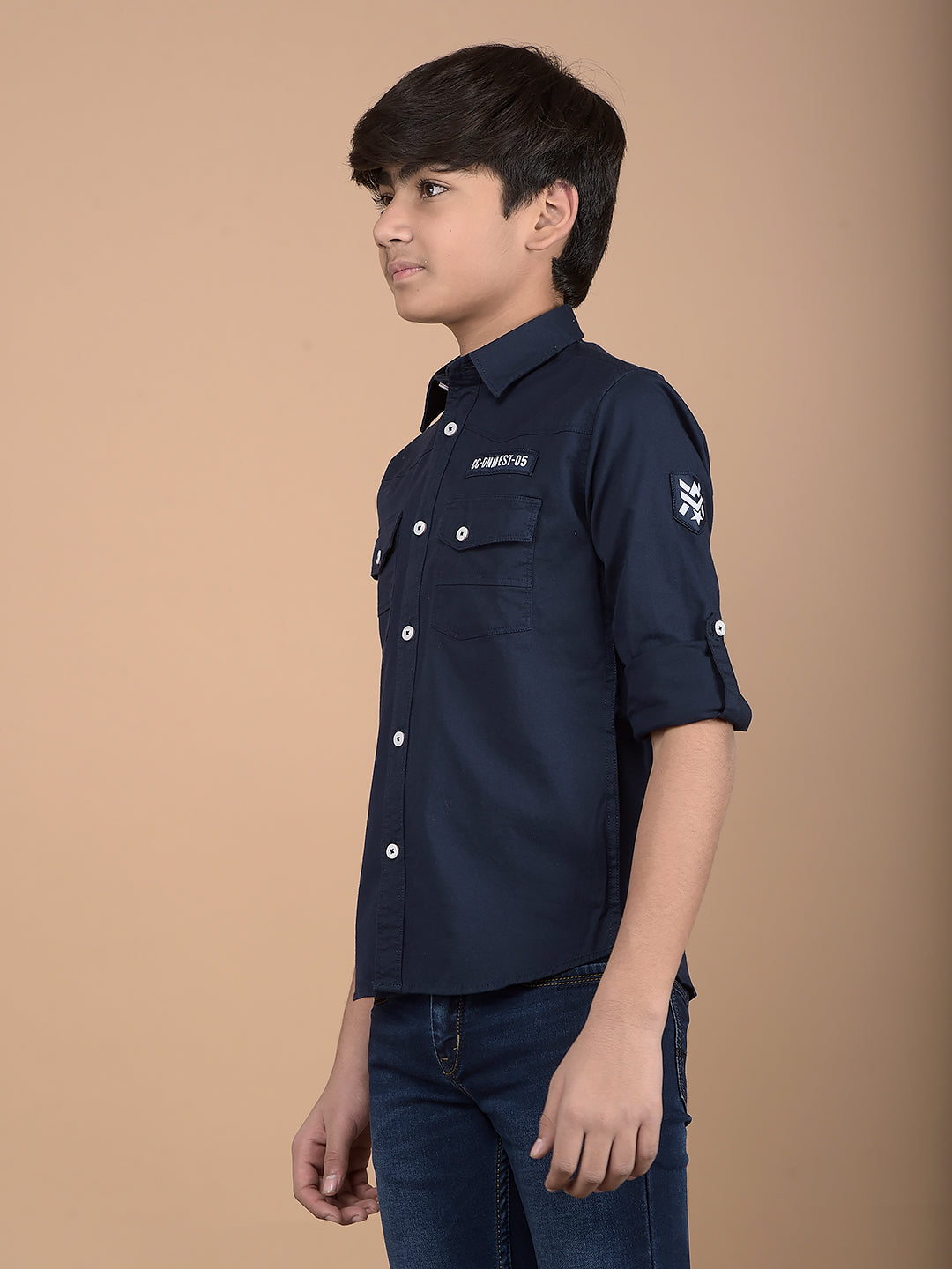 Navy Blue Button Down Collar Shirt