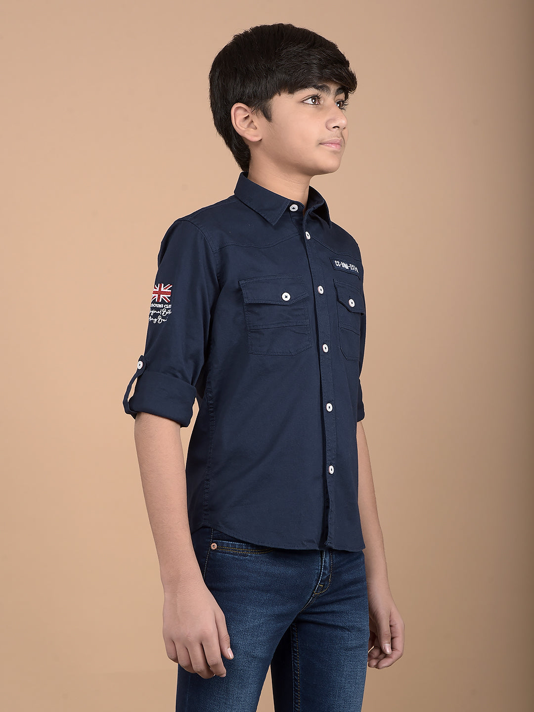 Navy Blue Button Down Collar Shirt