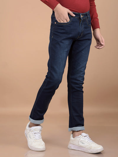 Navy Blue Heavy Washed Jeans