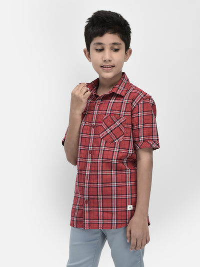 Red Tartan Checked Shirt-Boys Shirts-Crimsoune Club