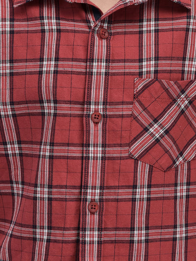 Red Tartan Checked Shirt-Boys Shirts-Crimsoune Club