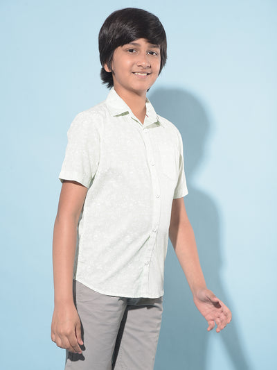 Green Printed 100% Cotton Shirt-Boys Shirts-Crimsoune Club