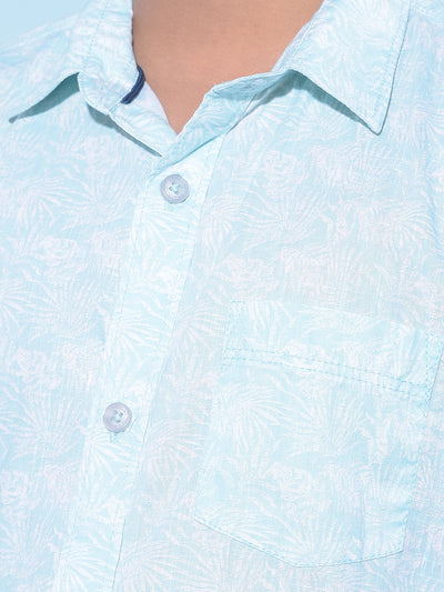 Green Floral Print 100% Cotton Shirt-Boys Shirts-Crimsoune Club