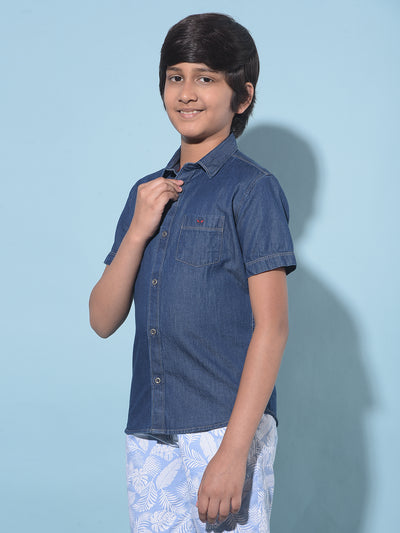 Navy Blue 100% Cotton Shirt-Boys Shirts-Crimsoune Club