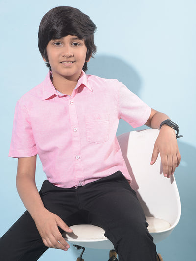 Pink 100% Cotton Shirt-Boys Shirts-Crimsoune Club