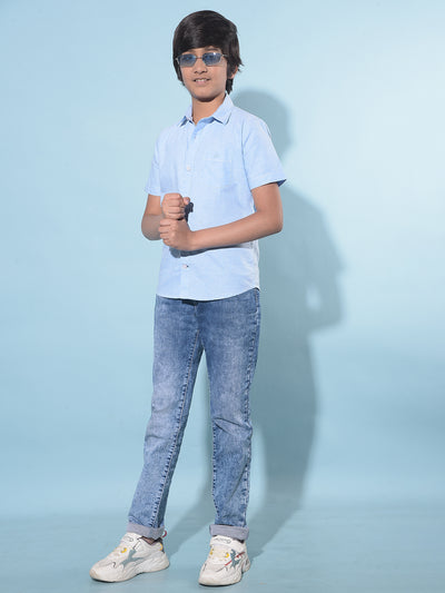 Blue 100% Cotton Shirt-Boys Shirts-Crimsoune Club