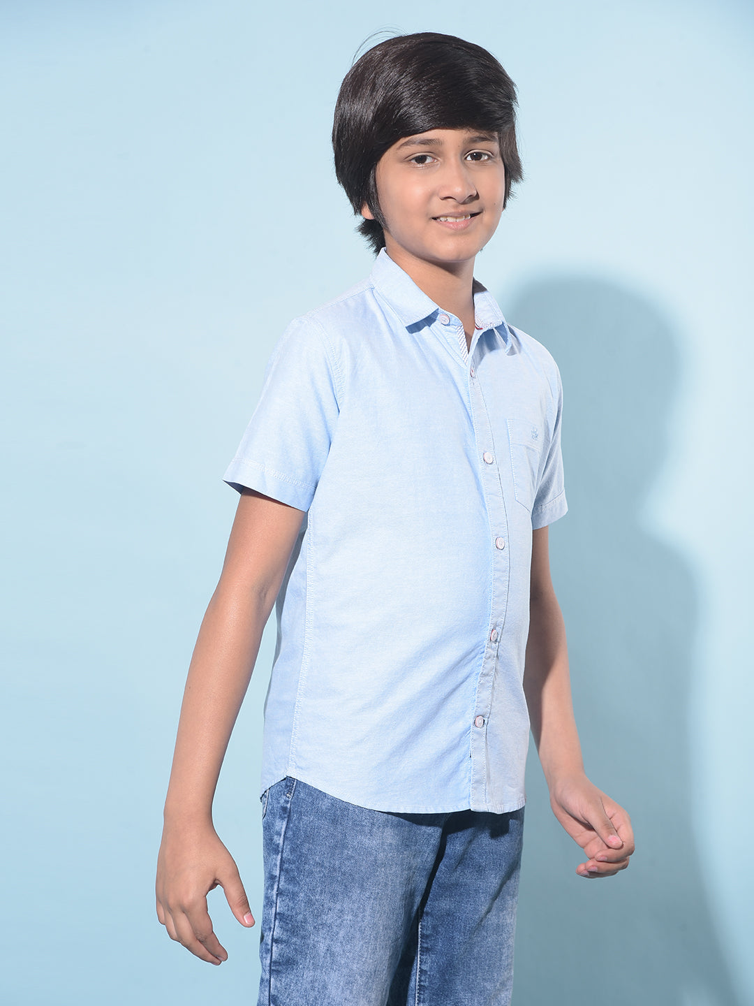 Blue 100% Cotton Shirt-Boys Shirts-Crimsoune Club