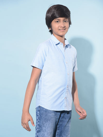 Blue 100% Cotton Shirt-Boys Shirts-Crimsoune Club