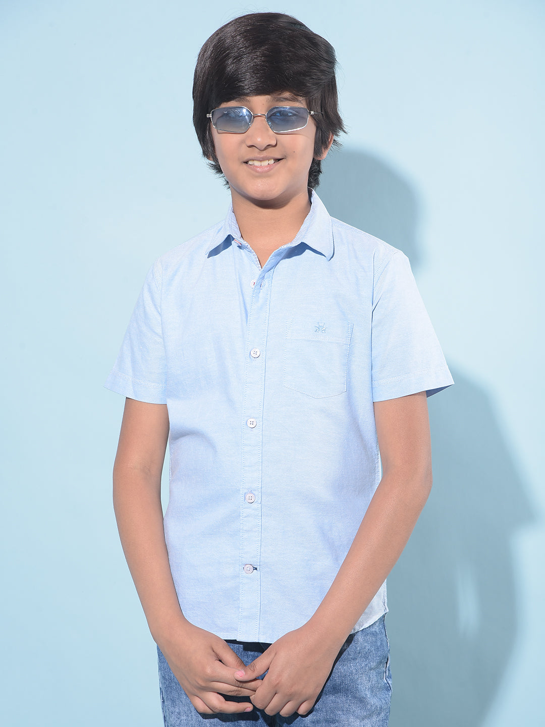 Blue 100% Cotton Shirt-Boys Shirts-Crimsoune Club