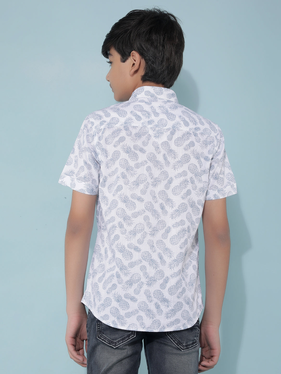 White 100% Cotton Printed Shirt-Boys Shirts-Crimsoune Club