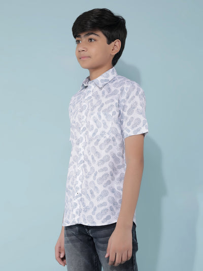 White 100% Cotton Printed Shirt-Boys Shirts-Crimsoune Club