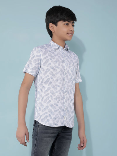 White 100% Cotton Printed Shirt-Boys Shirts-Crimsoune Club