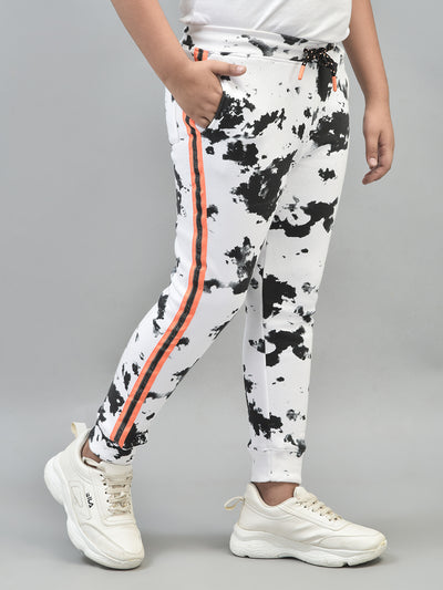 White Printed Joggers-Boys Joggers-Crimsoune Club