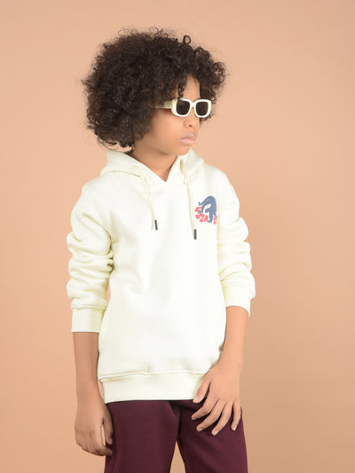 Off White Graphic Print Hooded Neck Sweatshirt-Boys Sweatshirts-Crimsoune Club